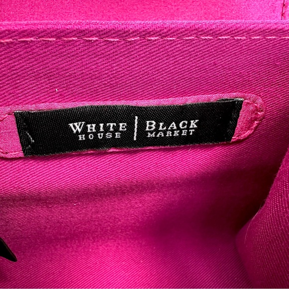 White House Black Market Pink Fuchsia Satin Clutch Purse with Bow - Picture 6 of 11
